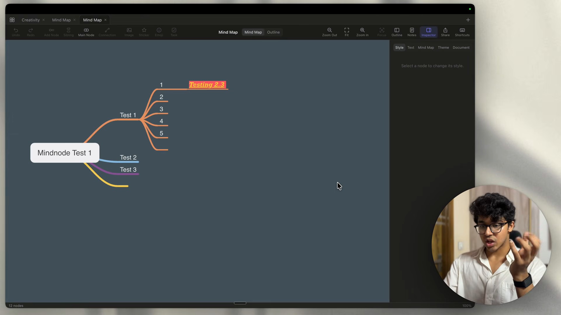 REA로 다시 만든 MindNode 복제본. Mindnode Test 1에서 가지가 뻗은 마인드맵